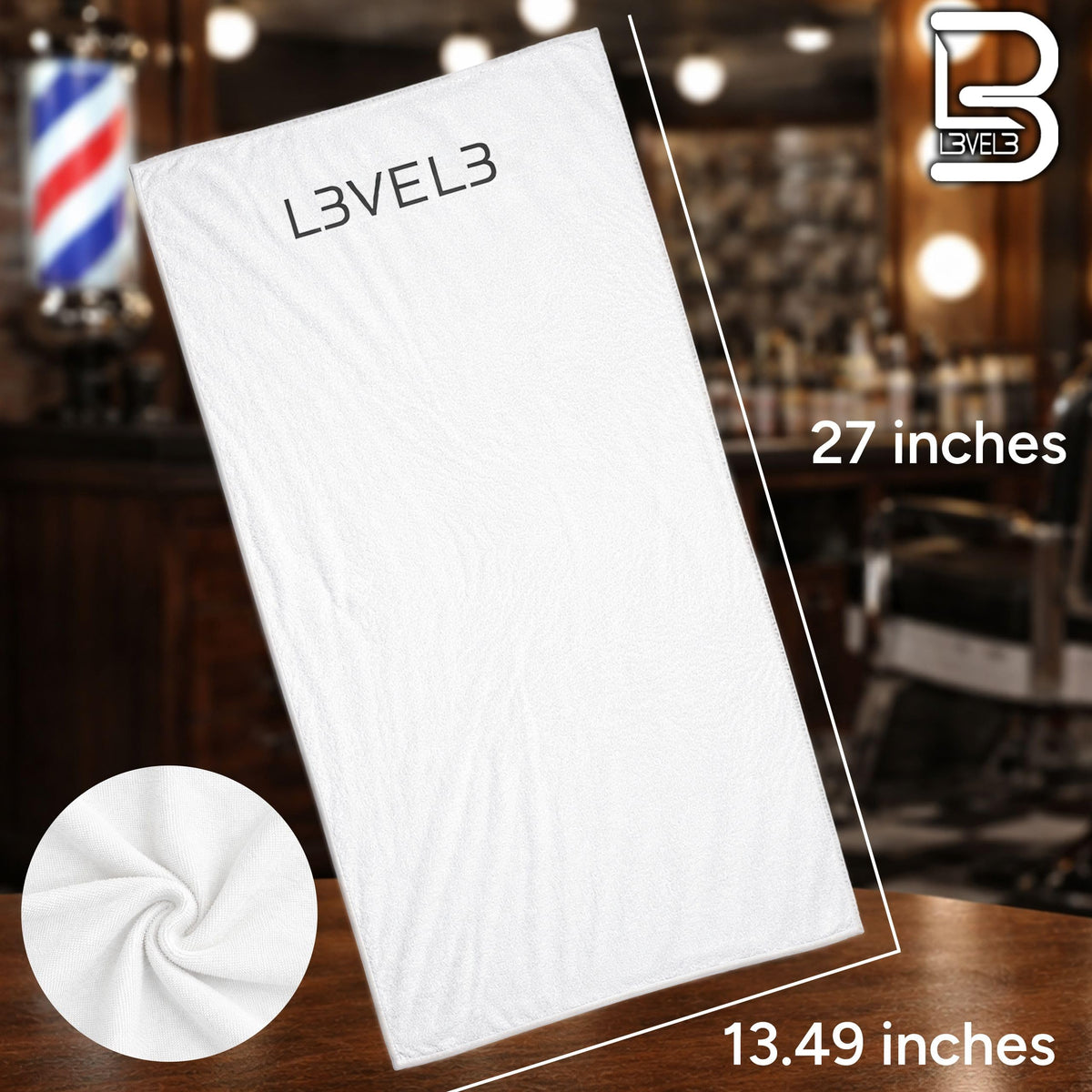 L3 towel held in hand to show size and lightweight handling benefit