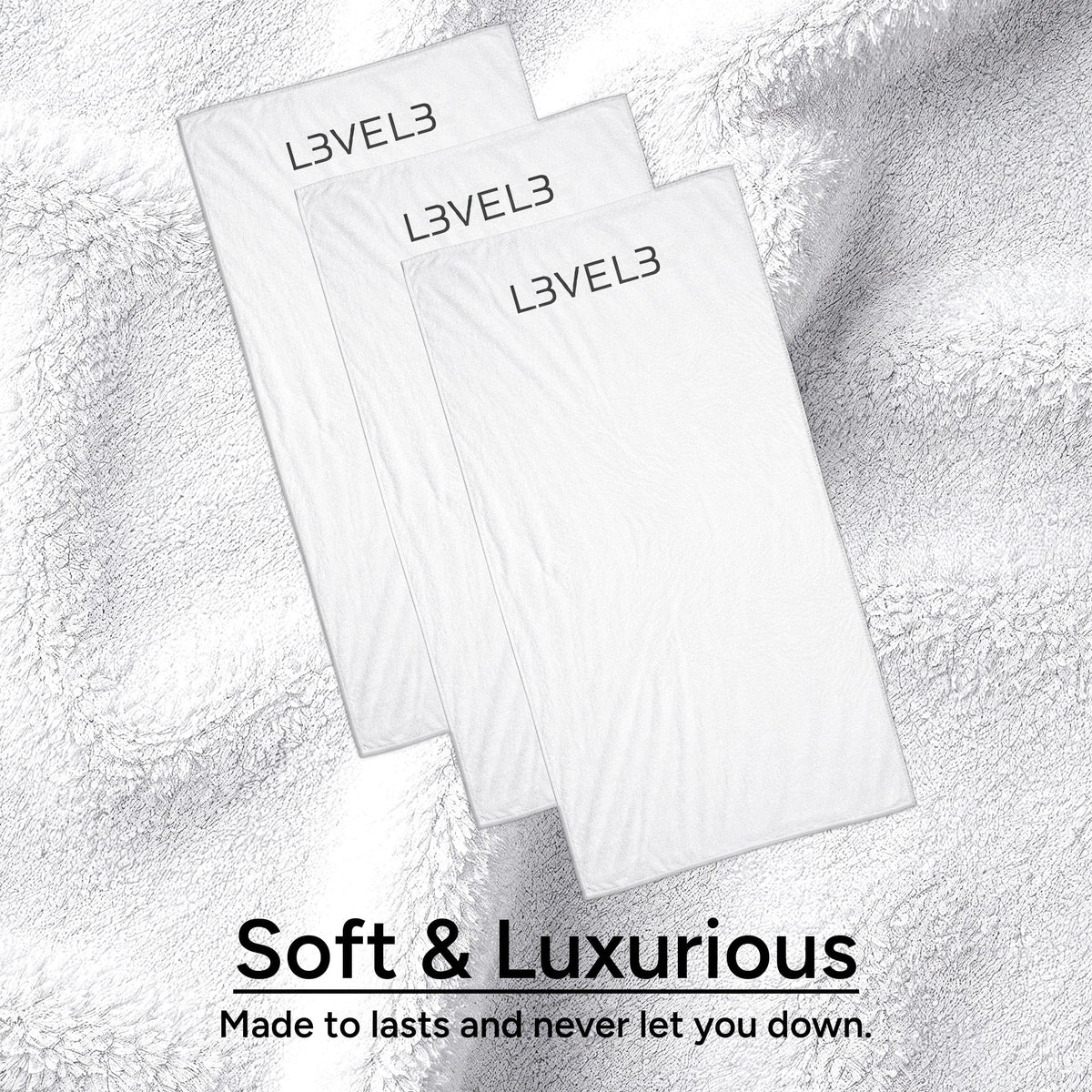 L3 stacked towels on a shelf demonstrating easy storage and inventory readiness