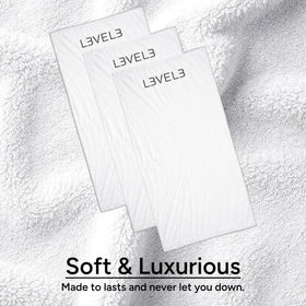 L3 stacked towels on a shelf demonstrating easy storage and inventory readiness