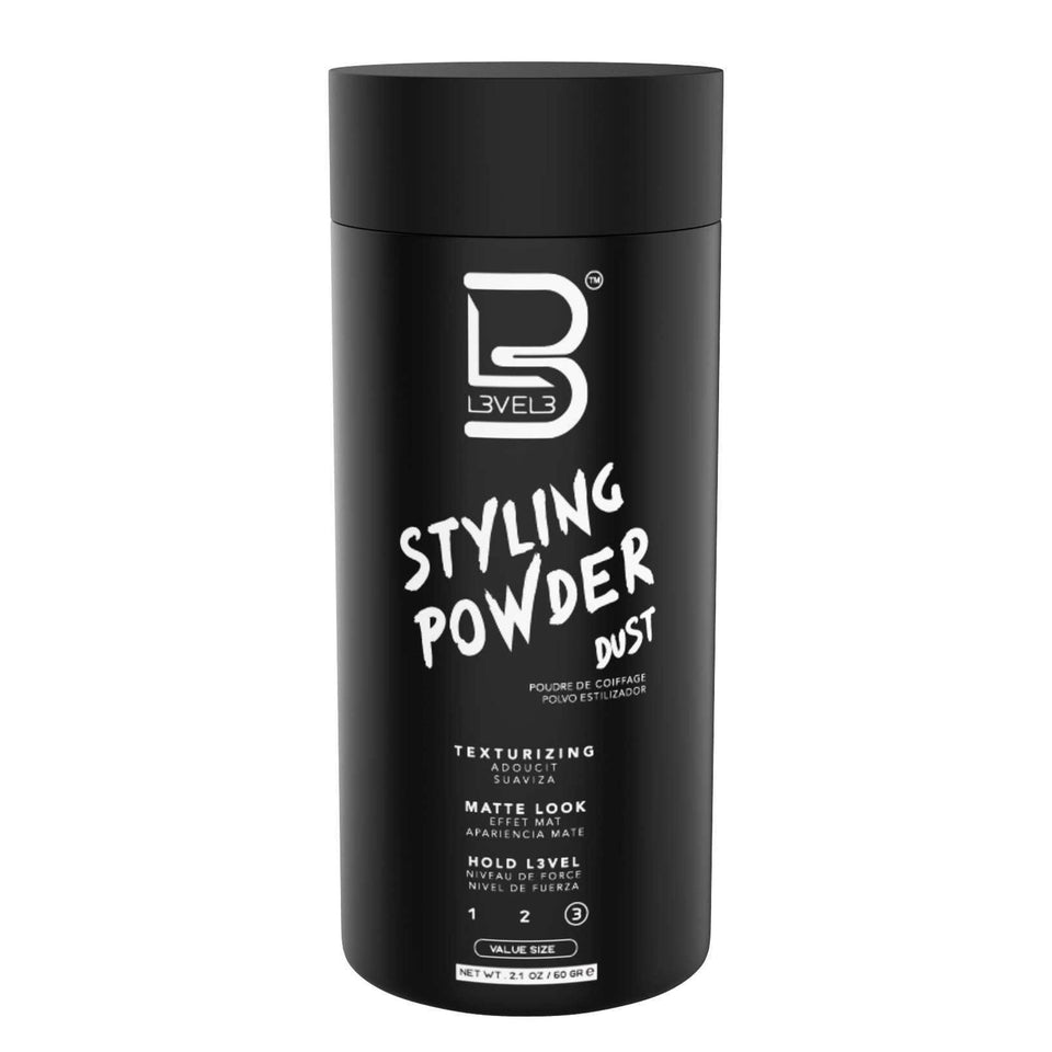 L3 jar front view showing brand and compact styling powder benefits