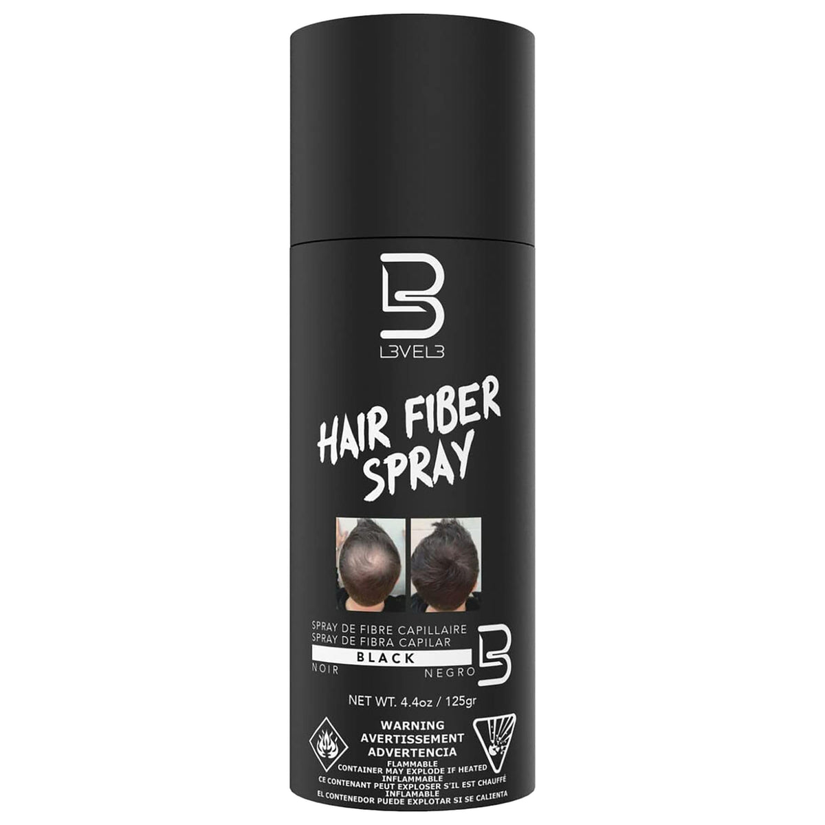 L3 front can view showing compact spray for instant hair coverage