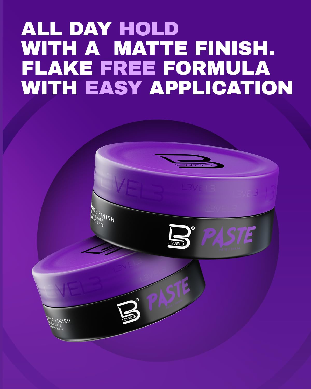 L3 paste placed by sink during grooming routine, showing easy washout benefit