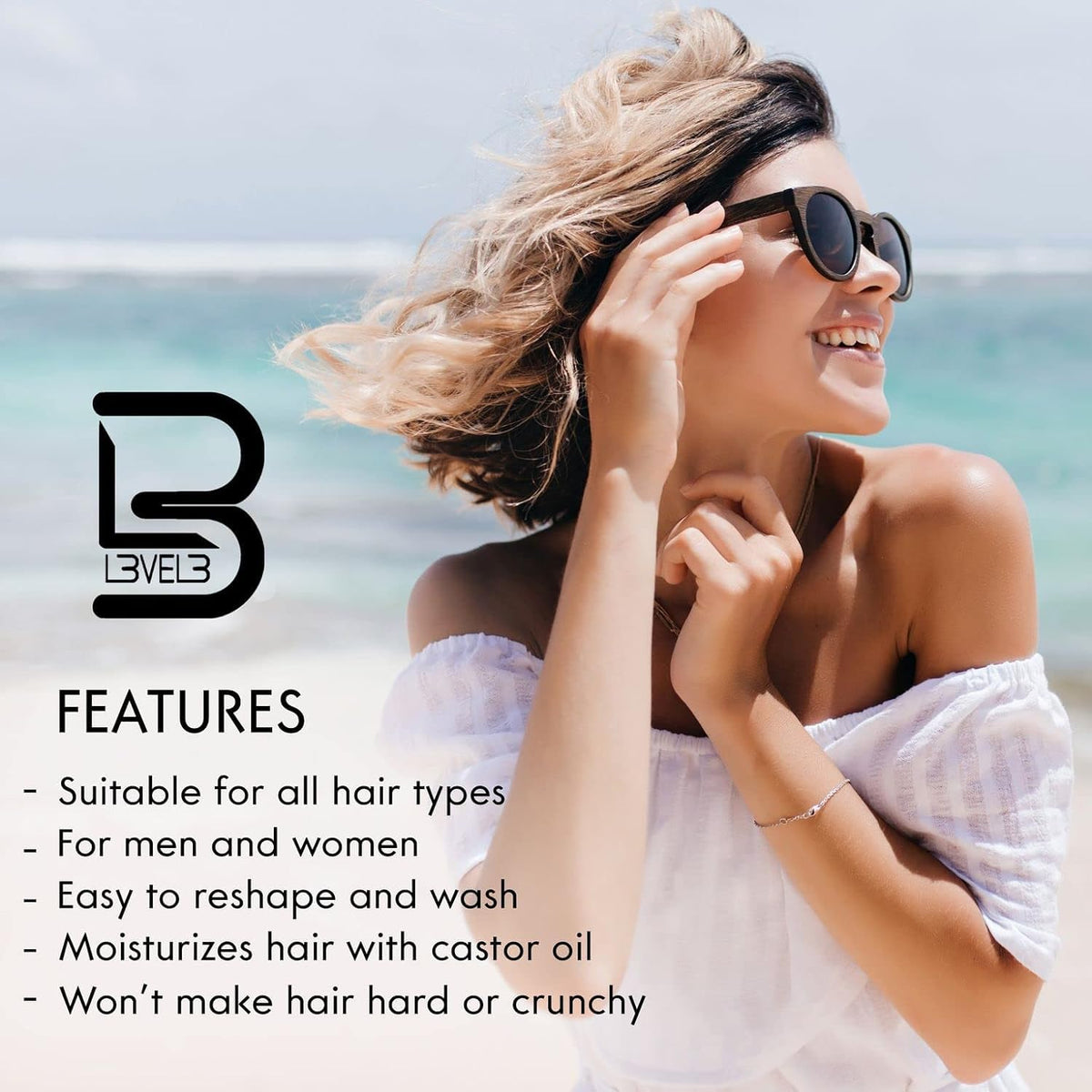 L3 spraying texture on damp hair for effortless beachy waves