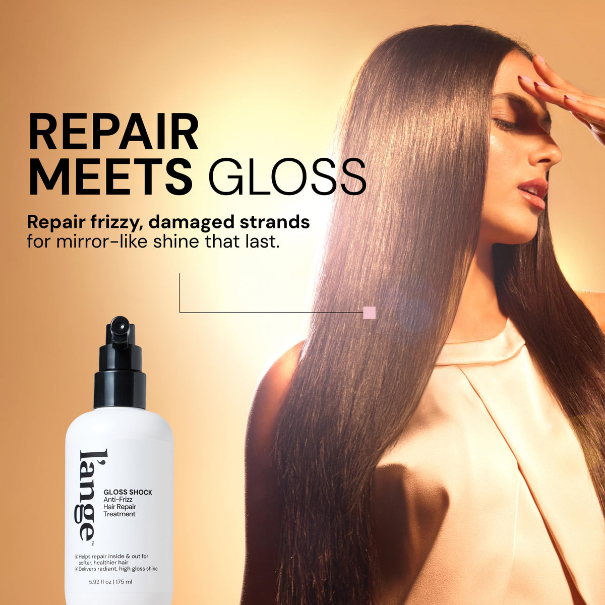 L'ANGE HAIR before and after hair comparison demonstrating reduced frizz