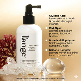 L'ANGE HAIR model outdoors with glossy hair showcasing humidity protection