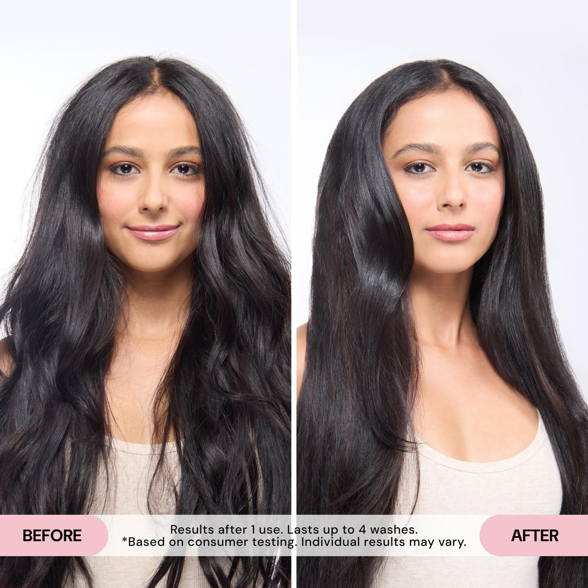 L'ANGE HAIR being applied to damp hair for improved manageability