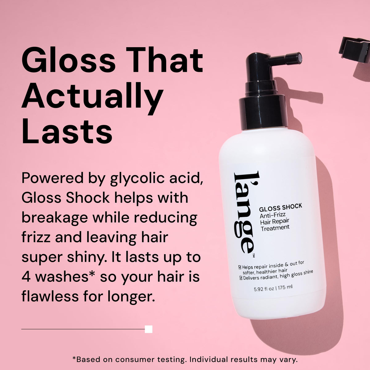 L'ANGE HAIR nozzle close-up displaying even spray for controlled application