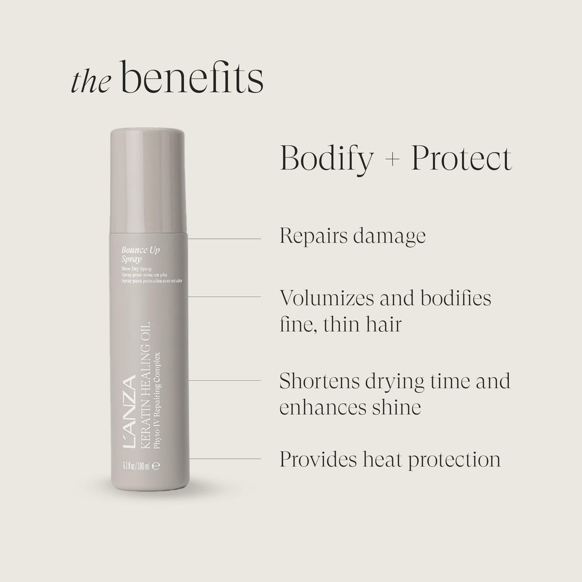 L’ANZA fine mist texture close-up illustrating lightweight coverage and non-sticky finish