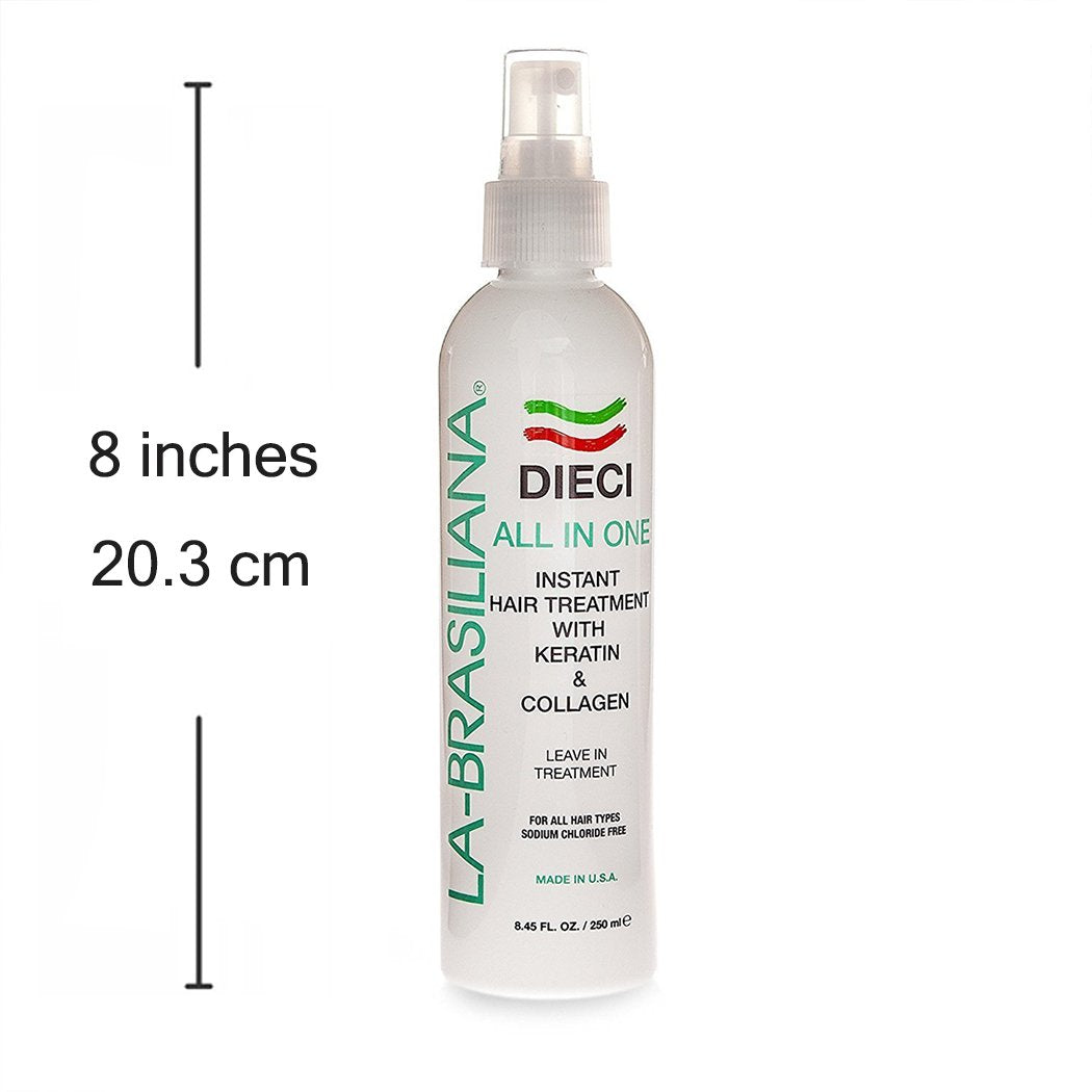 La-Brasiliana Dieci applied during styling to mid-lengths and ends for heat protection