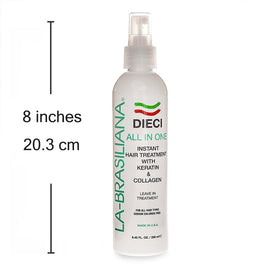 La-Brasiliana Dieci applied during styling to mid-lengths and ends for heat protection