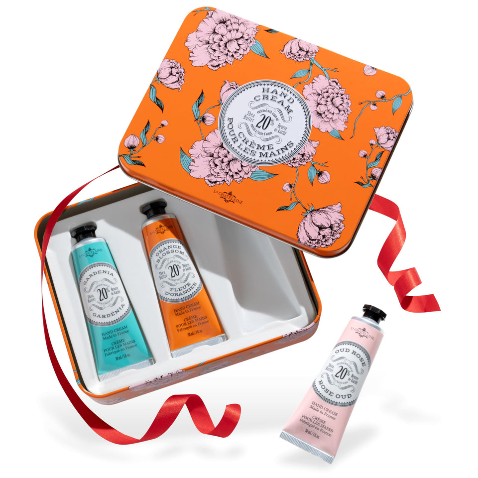 La Chatelaine front tin packaging shows elegant gift-ready presentation and luxury