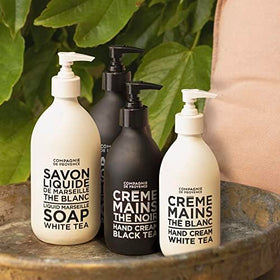 La Compagnie de Provence bottle styled on bathroom sink adding refined, decorative touch