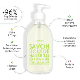 La Compagnie de Provence pump dispensing soap into hand for gentle cleansing benefit
