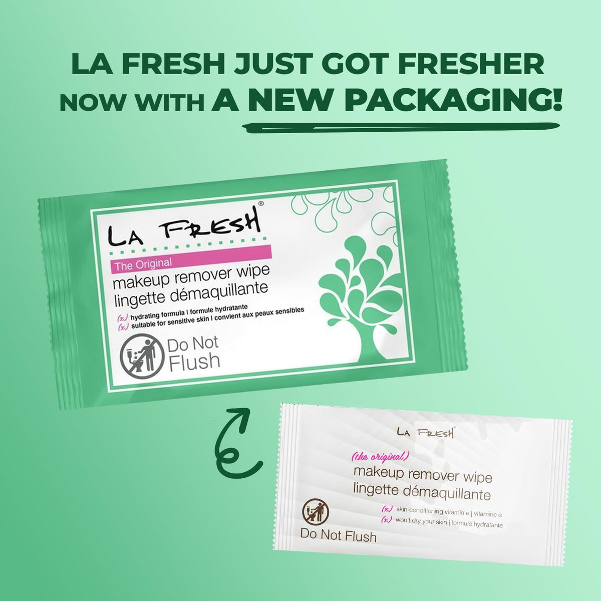 la fresh wipe next to a hand to show size and single-use practicality