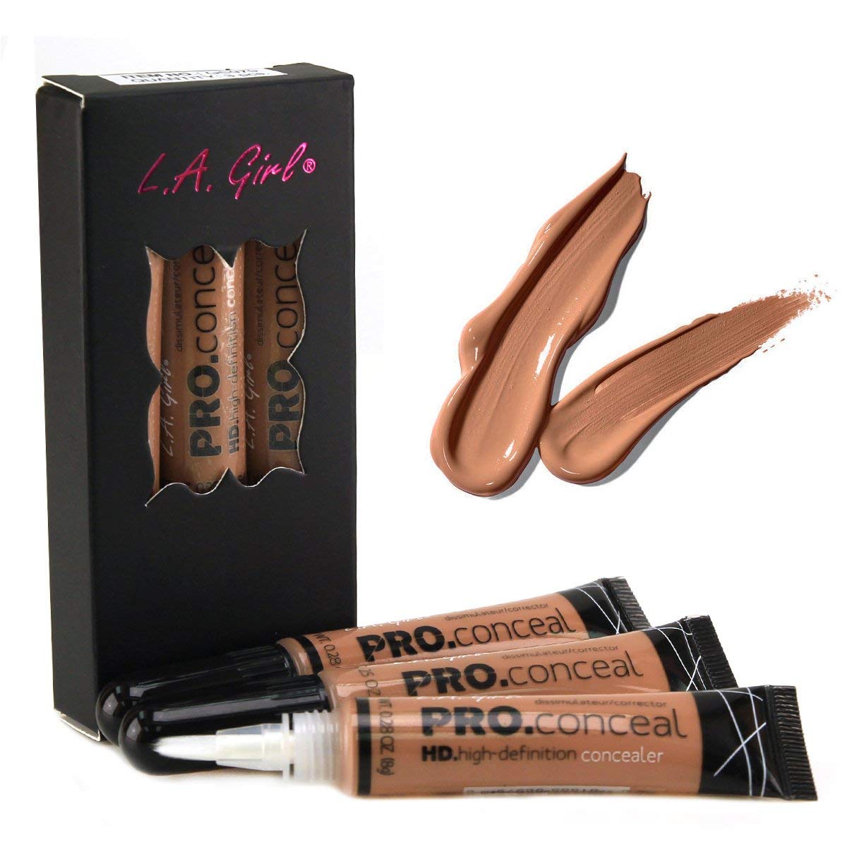 L.A. Girl HD Conceal Chestnut showing applicator for precise coverage and natural finish