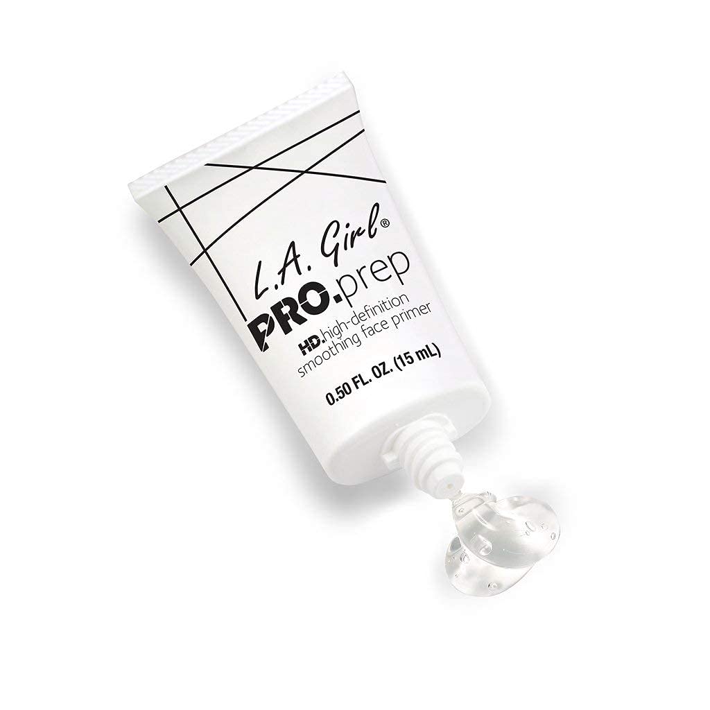 Close-up label of L.A. Girl primer showing Vitamin E and ingredient clarity