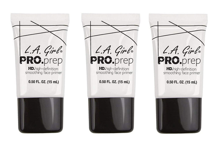 L.A. Girl primer front packaging showing compact trio and benefits