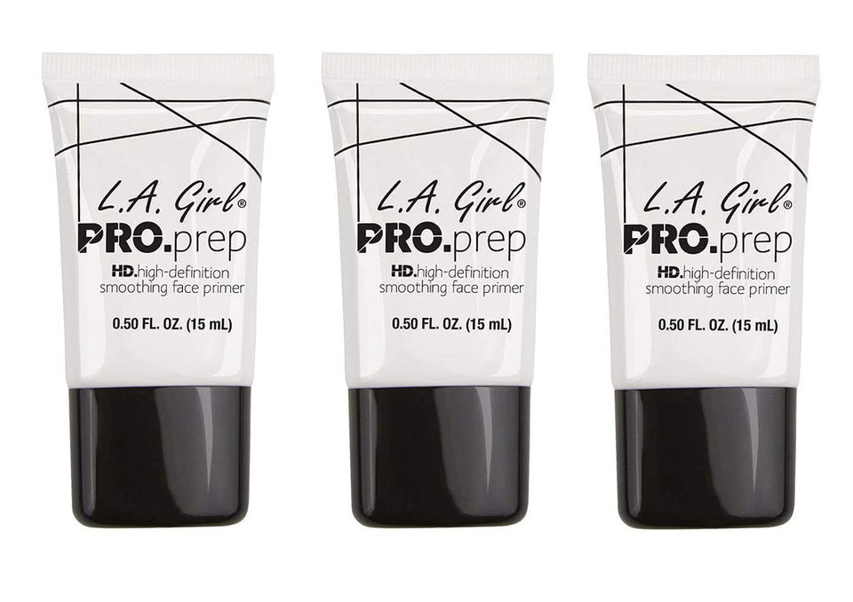 L.A. Girl primer front packaging showing compact trio and benefits