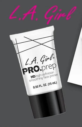 L.A. Girl primer beside ruler showing 0.5 fl oz travel-friendly size