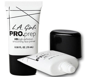 Three L.A. Girl primer tubes on bathroom counter ready for daily use