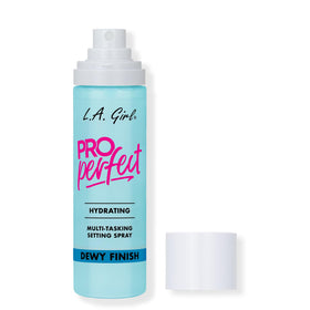 L.A. Girl spray front packaging showing sleek bottle and branding, highlights lightweight formula