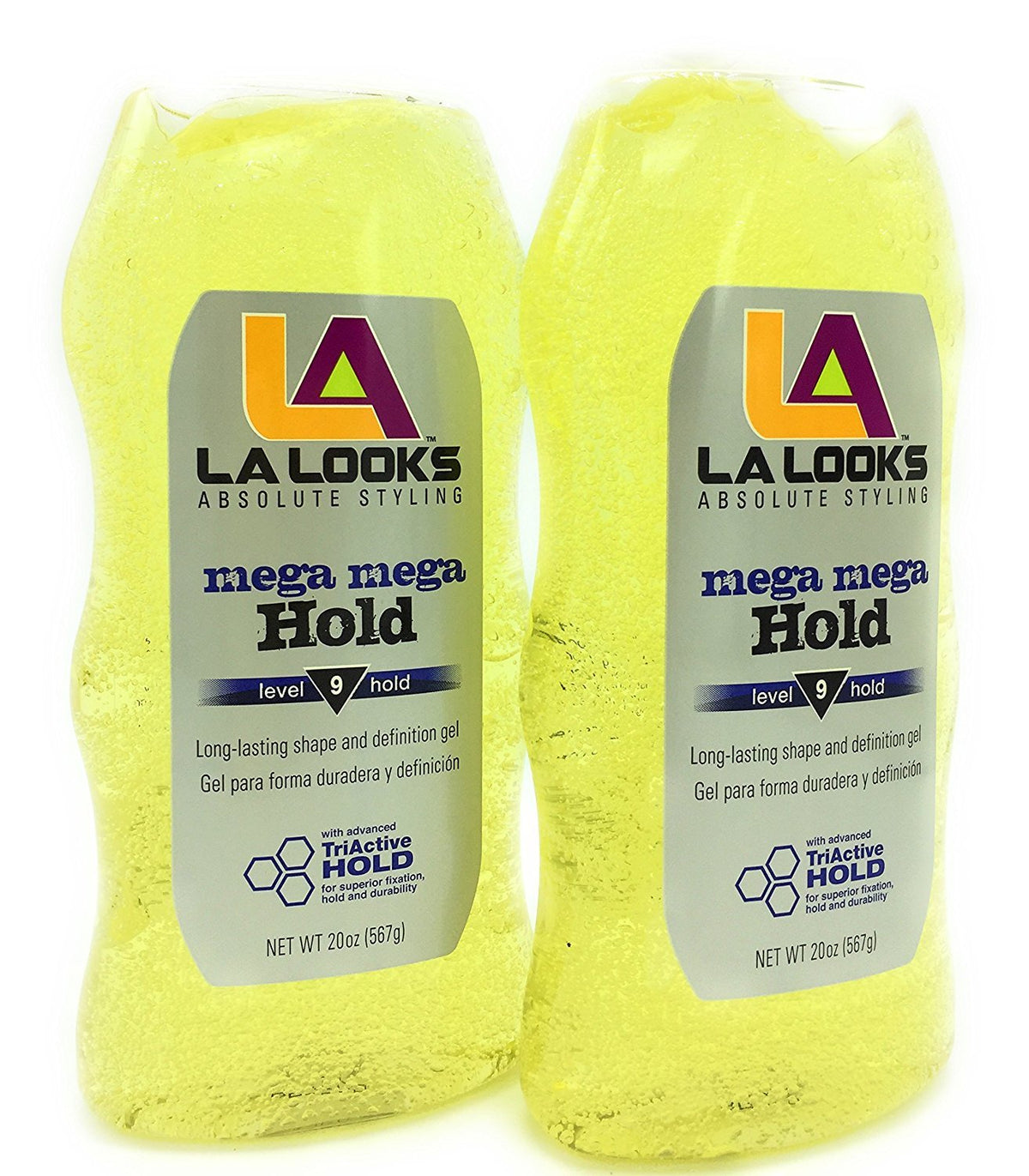 L.A. Looks yellow gel tub front label showing product and strong hold benefit