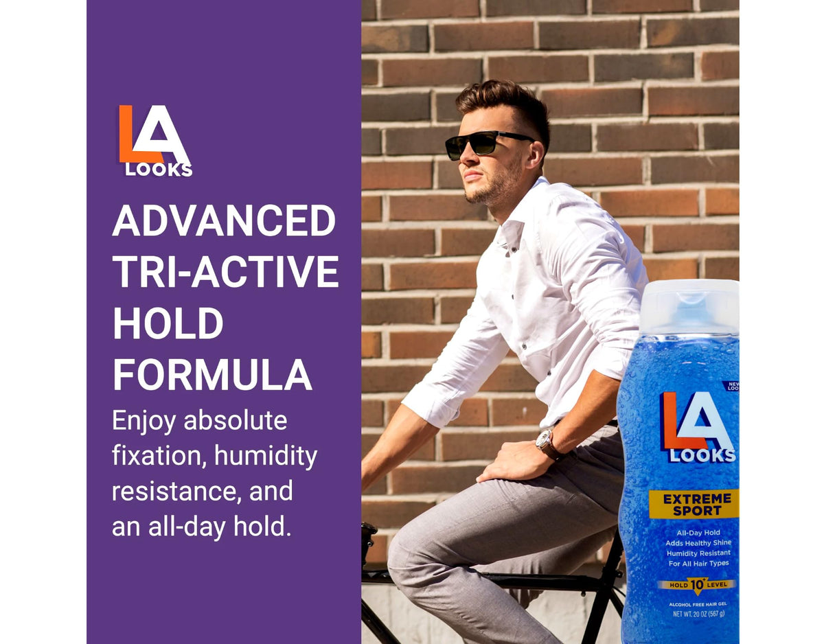 Styled spiky hair using L.A. Looks showing visible definition and sweat resistance
