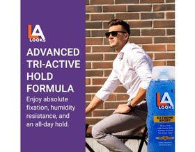 Styled spiky hair using L.A. Looks showing visible definition and sweat resistance