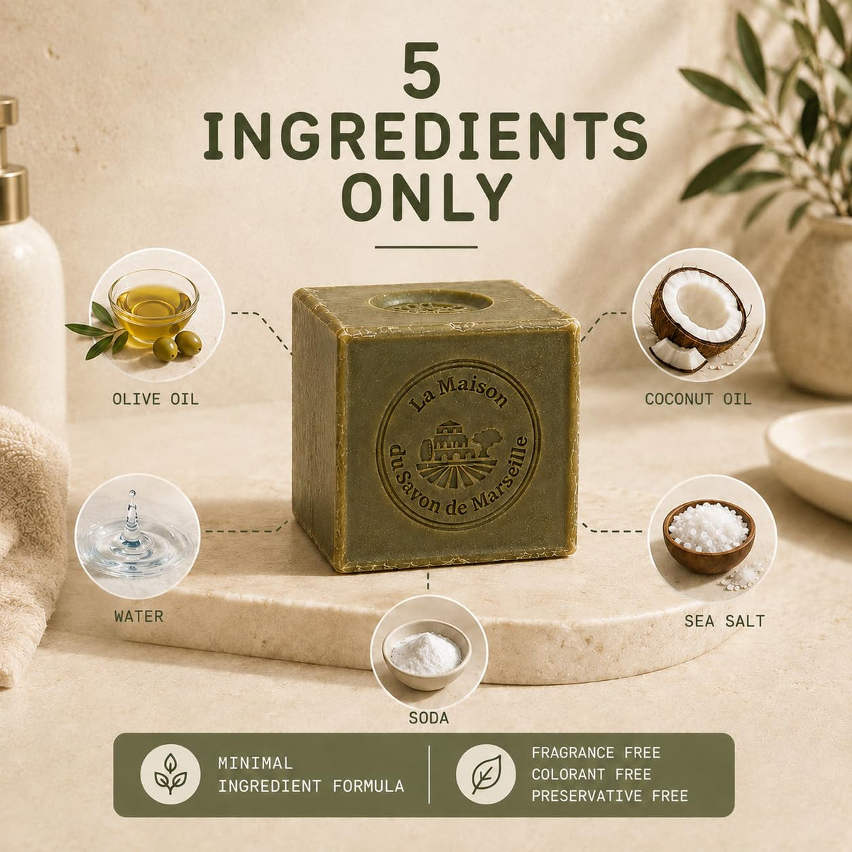 La Maison du Savon de Marseille cut bar scale demonstrates large 21 oz size and long-lasting value