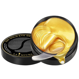 LA MIURA front packaging showing 60 hydrogel eye masks and benefits
