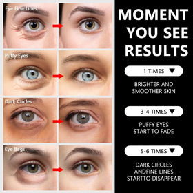 LA MIURA patches applied under eyes demonstrating quick morning refresh