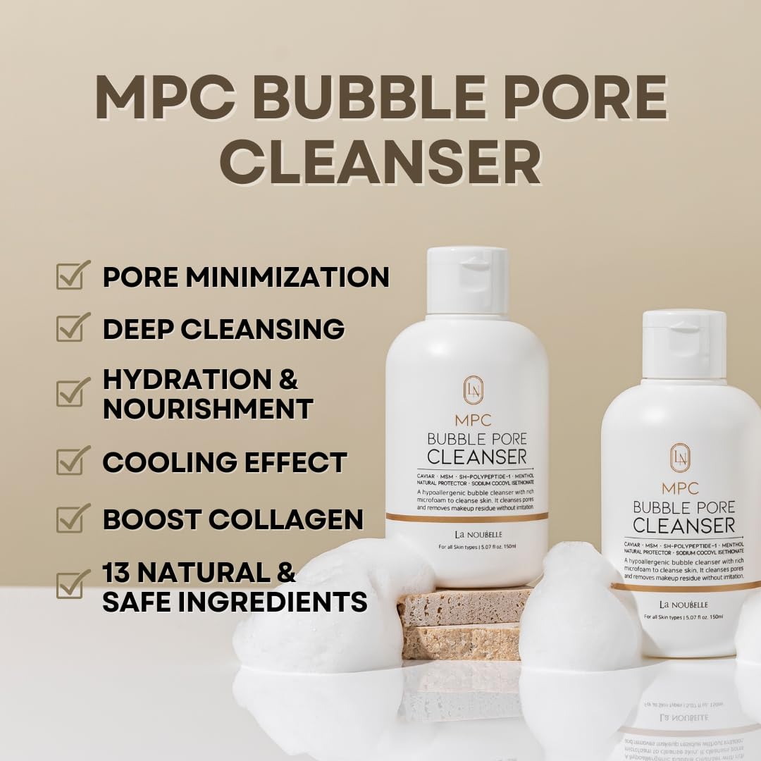 La Noubelle forming bubbles on dry skin showing fast-acting pore contact