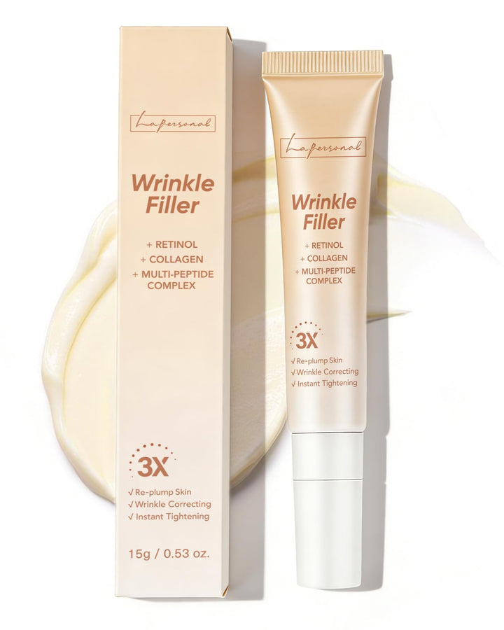 LA.PERSONAL front tube view showing compact wrinkle filler for travel and targeted smoothing