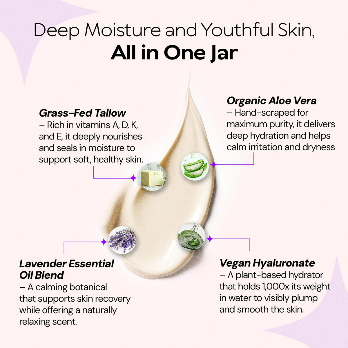 LA PURE close-up of smooth tallow texture highlighting rich nourishment benefits