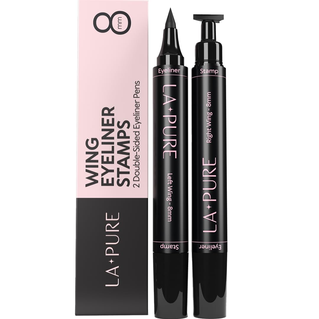 LA PURE front packaging showing dual eyeliner pens and branding, easy selection benefit