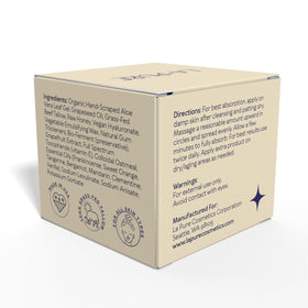 LA PURE label close-up listing key actives, underscores clear ingredient transparency