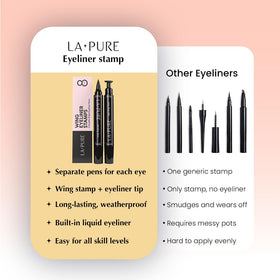 LA PURE model wearing winged eyeliner showcasing bold, camera‑ready finish