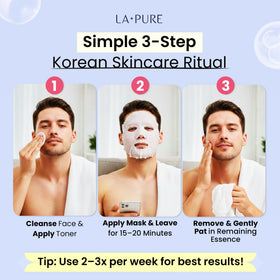 LA PURE open pouch with saturated mask proving generous serum