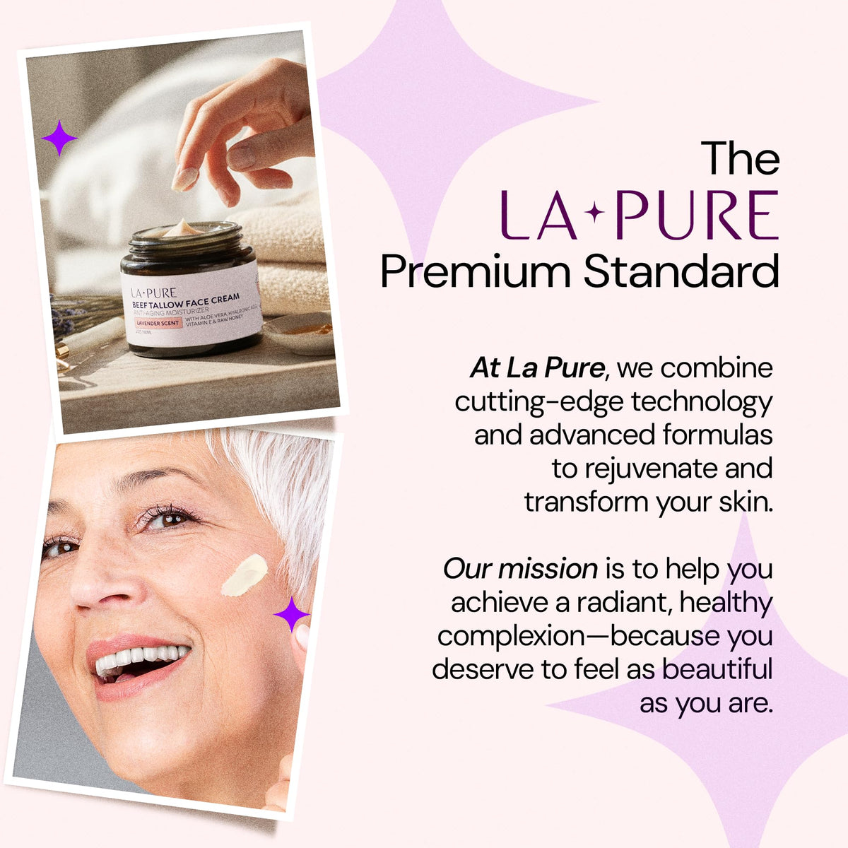 LA PURE label close-up showing clean-ingredient list and handcrafted origin