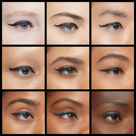 LA PURE right‑eye stamp detail ensuring symmetrical application