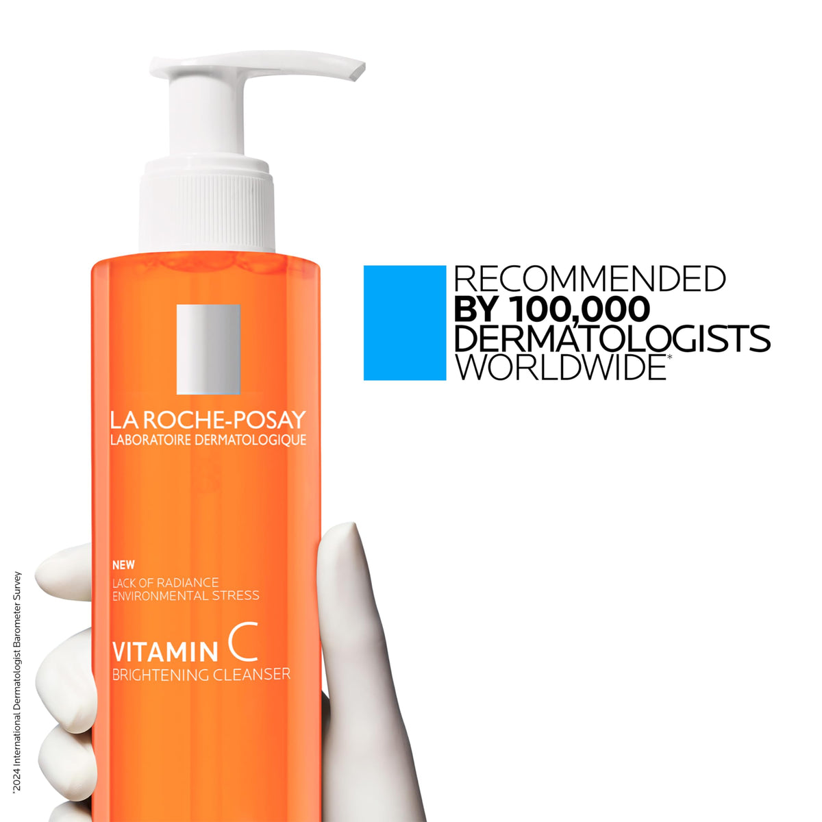 La Roche-Posay 200ml bottle beside common items to show actual size
