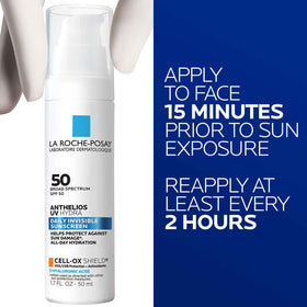 La Roche-Posay applying sunscreen on face for hydrated protection