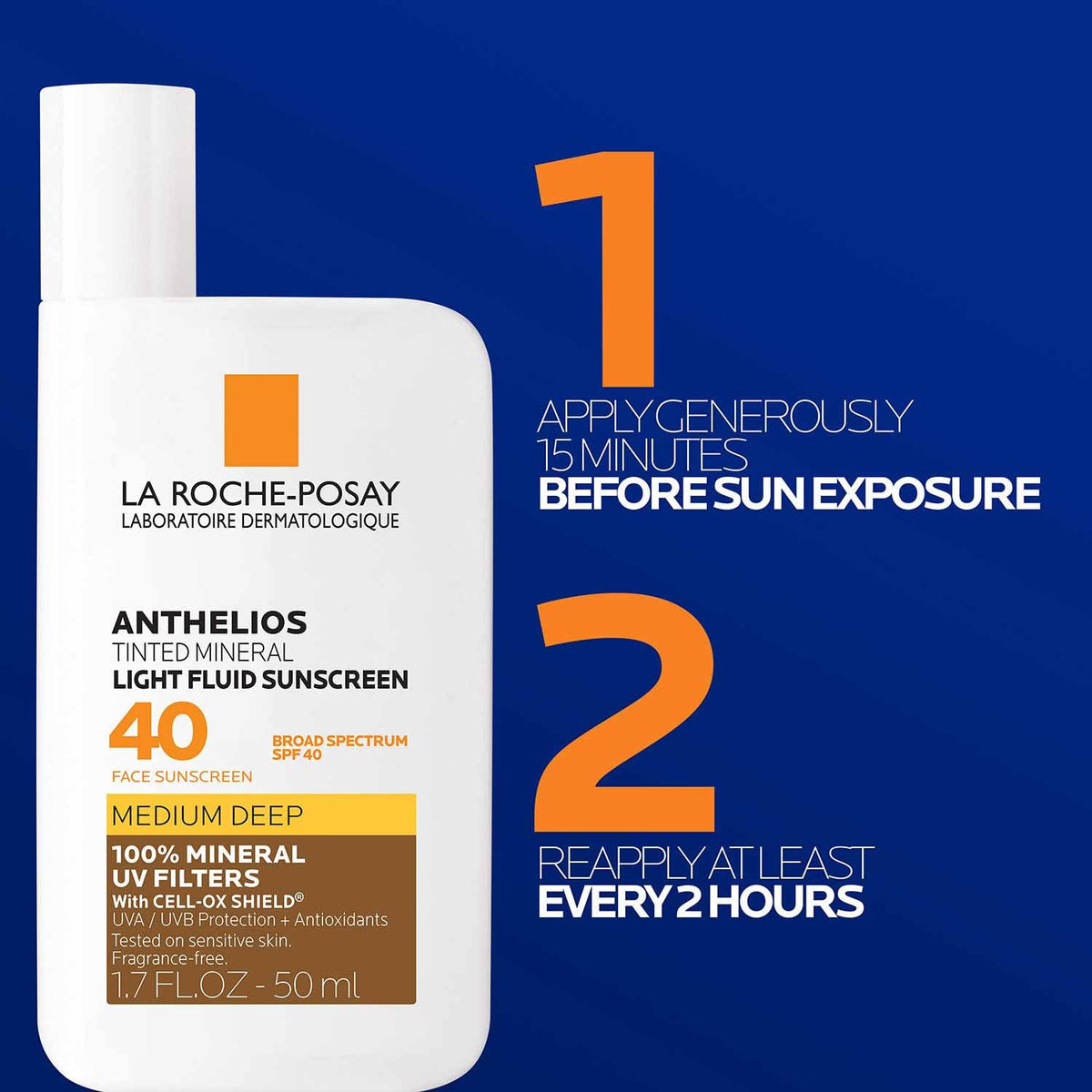 la roche-posay tinted sunscreen applied on cheek showing even, natural finish