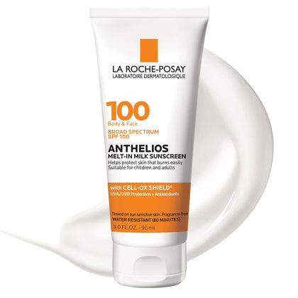 La Roche-Posay front packaging showing SPF 100 and travel tube, clear protection visible