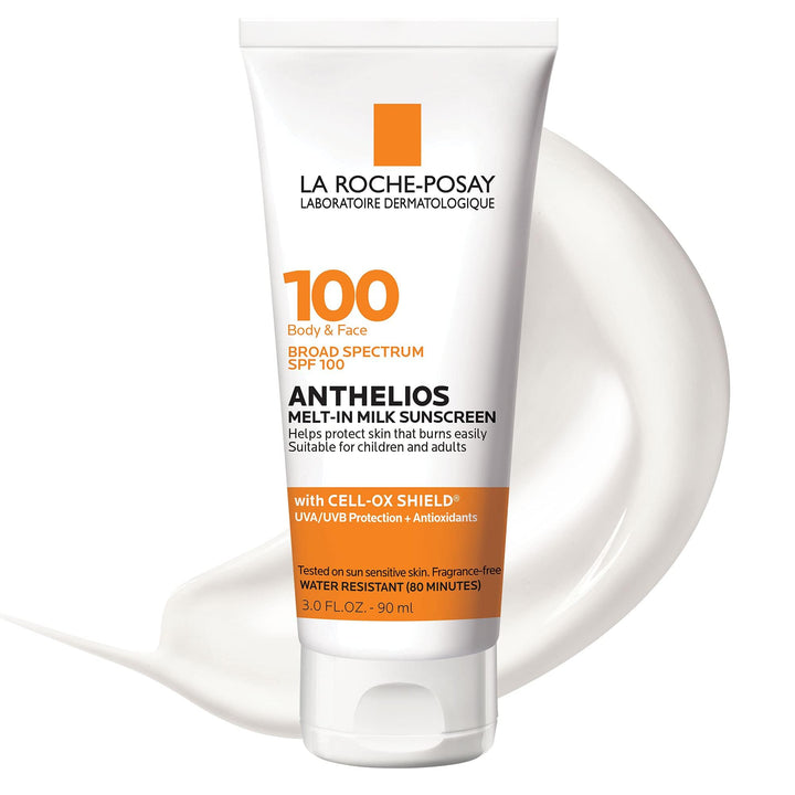 La Roche-Posay front packaging showing SPF 100 and travel tube, clear protection visible