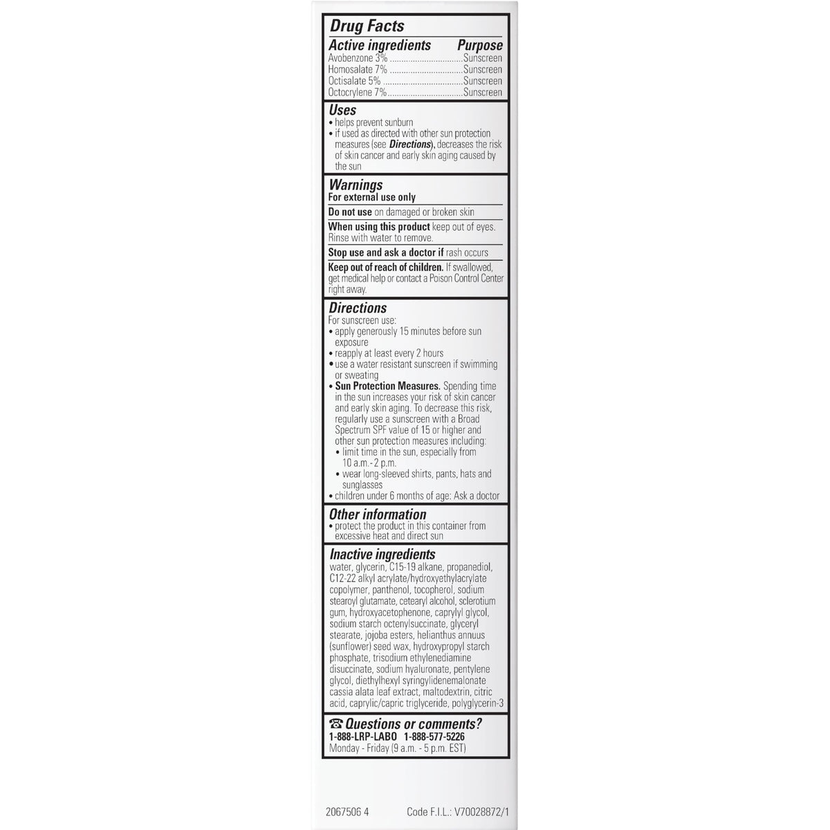 La Roche-Posay ingredient label highlighting hyaluronic acid and vitamin E