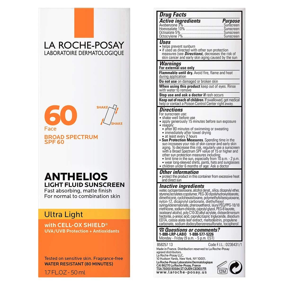 La Roche-Posay fluid texture close-up demonstrating fast-absorbing, matte finish