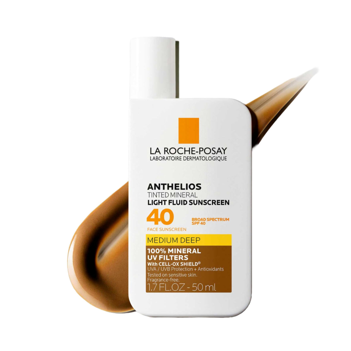 la roche-posay front packaging showing SPF 40 and tinted sunscreen benefits