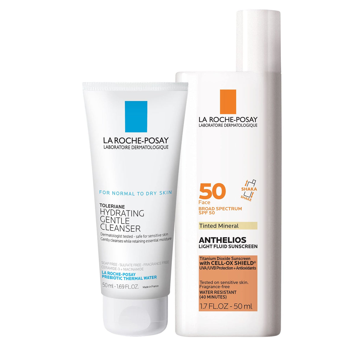 La Roche-Posay tinted sunscreen front packaging showing SPF50 protection and tint benefit