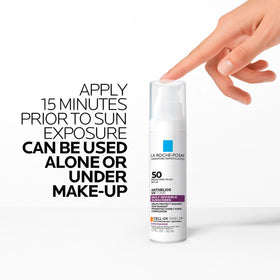 La Roche-Posay label close-up highlighting SPF 50 and broad-spectrum filters
